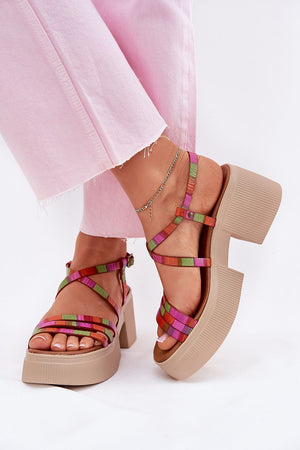 Sandály na podpatku model 215023 Step in style